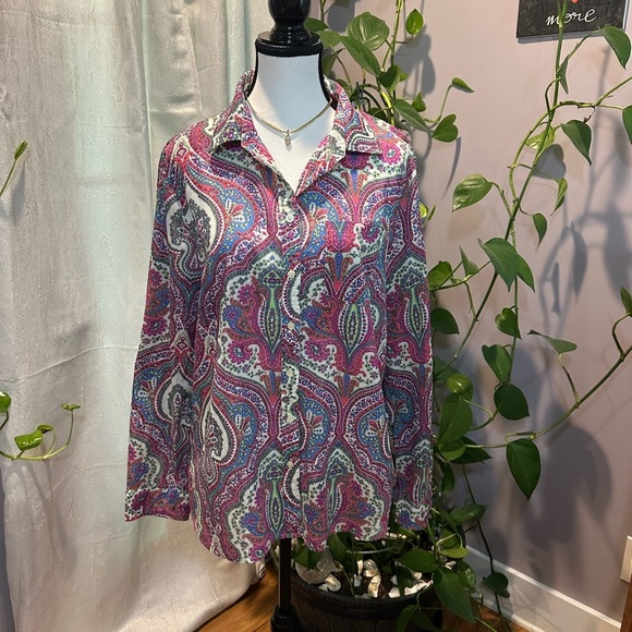 Talbots Multicolor Paisley Button Down Shirt - Picture 1 of 7